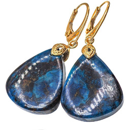 Chryzokola Azuryt Piękne Kolczyki Złote Srebro Unikat