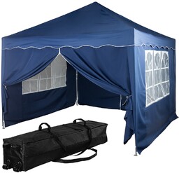NIEBIESKI PAWILON OGRODOWY HANDLOWY 3x3M +4 ŚCIANY