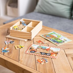 Puzzle drewniane 48 el Pojazdy budowlane 4w1 Melissa