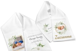 Szatka na chrzest SZAL ze zdjęciem maluszka