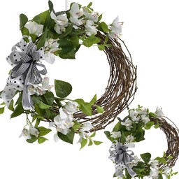 WIANEK DEKORACYJNY ZE SZTUCZNYCH KWIATOW Z KOKARDĄ