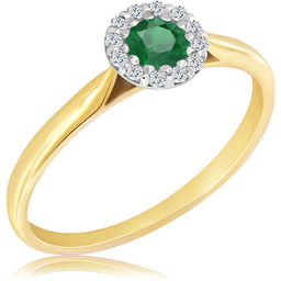 Pierścionek zaręczynowy dwukolorowy ze szmaragdem 0.28 ct -