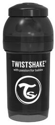 TwistShake butelka antykolkowa 180ml black smoczek S 0m+