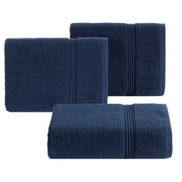 Ręcznik bawełniany granatowy z ozdobnymi paseczkami R226-06