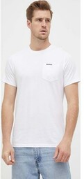 Barbour t-shirt bawełniany kolor biały gładki