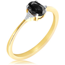Pierścionek zaręczynowy dwukolorowy z onyksem 0.59 ct -
