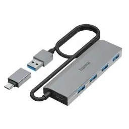 Hama 200138 4 x USB 3.2 Gen1 Szary