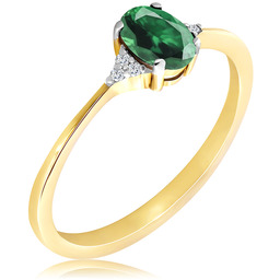 Pierścionek zaręczynowy dwukolorowy ze szmaragdem 0.43 ct -