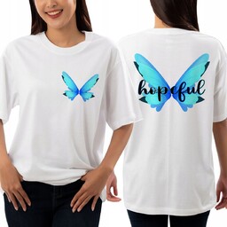 KOSZULKA DAMSKA Biała T-Shirt Oversize Boyfriend MOTYLE HOPEFUL