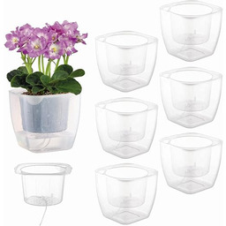 6-Pack Clear Self Watering Planters for Indoor Plants