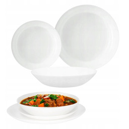 Serwis Obiadowy Talerze Komplet Zestaw 18el Okrągłe Białe