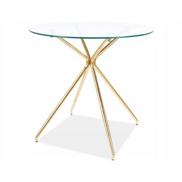 Okrągły stół szklany Azalia 80x80 ze złotem