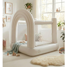 Biały dmuchany zamek/trampolina z wbudowaną pompką do domu