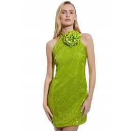 KAREN MILLEN SUKIENKA MINI ZIELONA Z CEKINAMI 36