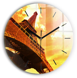 Ścienny Zegar szklany ozdobny Wieża Eiffla w Paryżu