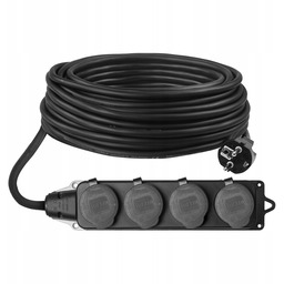 Przedłużacz Budowlany Ogrodowy Gumowy 10M 3X1,5 IP44 Rozgałęźnik