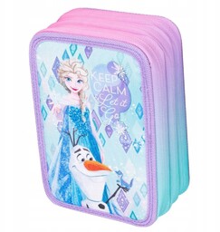 Piórnik trzykomorowy wyposażony przybory trzy przegrody frozen elza