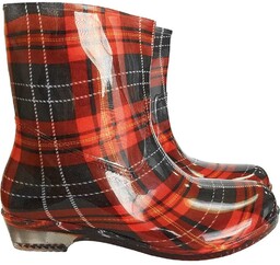 BTDKCHECK - Buty damskie krótkie typu kalosz CHECK