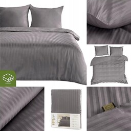 Komplet pościeli 160x200 Eurofirany Hotelowa Satyna Prążki Stalowa