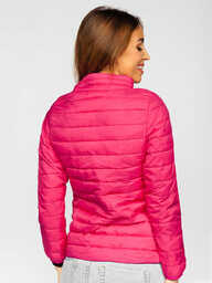 Różowa pikowana kurtka damska przejściowa ze stójką Denley