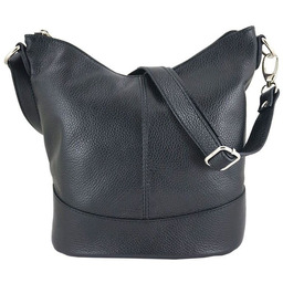 Modna torebka włoska skórzana - Czarna