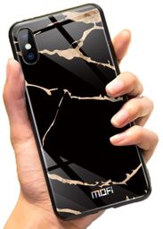 Mofi Glass Back Cover iPhone X Black Marbled
