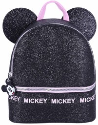 Czarno-różowy, brokatowy plecak Mickey DISNEY