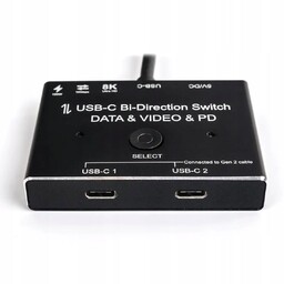 Rozgałęźnik 8K@30Hz Sumator USB-C Bi-Direction 1x2 lub 2x1