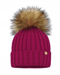 Barbaras Aqua Fuksja Czapka Pompon Wełna Merino R