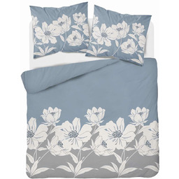 Pościel flanelowa 220x200 niebieska kwiaty 4948 A Flanela