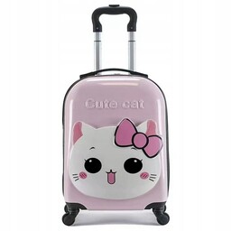 Walizka Dziecięca Kabinowa Bagaż Dzieci kotek róż WP06