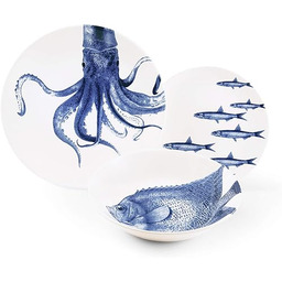 Excelsa Flora & Fauna Talerz Obiadowy, Niebieski, 3