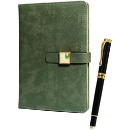 Zestaw prezentowy: zielony notes z magnetycznym zapięciem