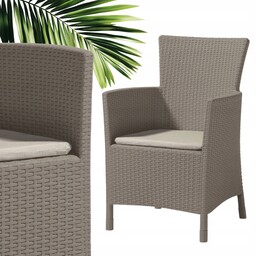 Fotel Ogrodowy Krzesło Balkonowe Plastikowe z Poduszką Technorattan