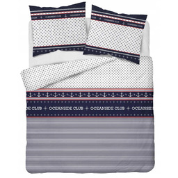 Pościel marynarska bawełna satynowa 160x200 groszki paski