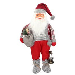 Figurka tekstylna Mikołaj 65 cm szaro-czerwony