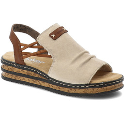 Rieker Sandały damskie, cholewka ze skóry ekologicznej elastyczne