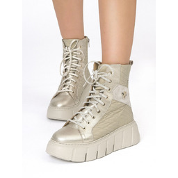 Maciejka Botki Damskie Na Platformie Złote-37