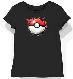 Koszulka damska czarna z motywem kulki Pokémona XS