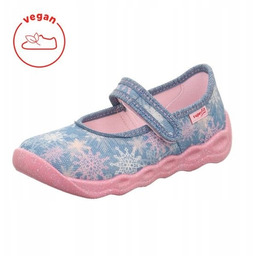 Pantofle Tekstylne Kapcie Superfit Bubble Niebieskie Śnieżynki Frozen