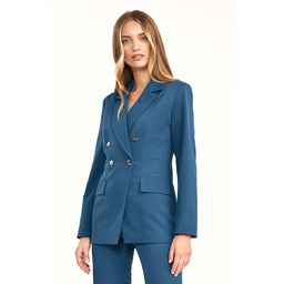 Taliowany Dwurzędowy Żakiet - Lazurowy