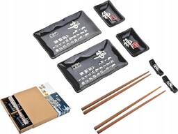 Porcelanowy Czarny Zestaw do serwowania sushi dla 2