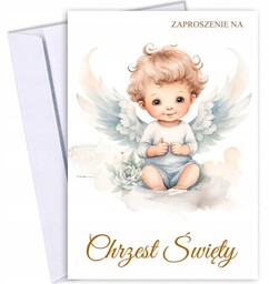 ZAPROSZENIA 10szt NA CHRZEST ŚWIĘTY DLA CHŁOPCZYKA KOPERTA
