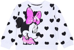 Biało-czarna bluza w serca, z cekinami Myszka Minnie