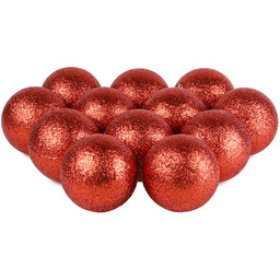 Bombki choinkowe czerwone - 6 cm - 12