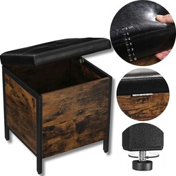 Pufa Skrzynia do Przechowywania Kufer Pojemnik Organizer Rustykalny