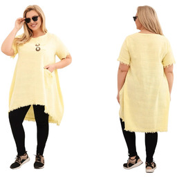 Żółta tunika damska bawełniana Plus Size asymetryczna