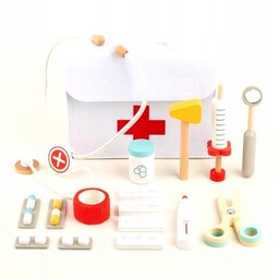 Zestaw małego doktora lekarz drewniane akcesoria apteczka stetoskop