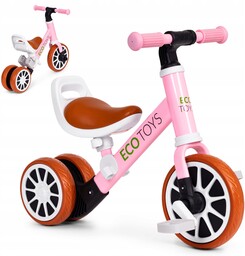 Rowerek trójkołowy biegowy z pedałami 2w1 różowy Ecotoys