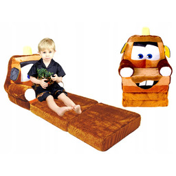 Pluszowa pufa złomek brązowa leżanka złomek